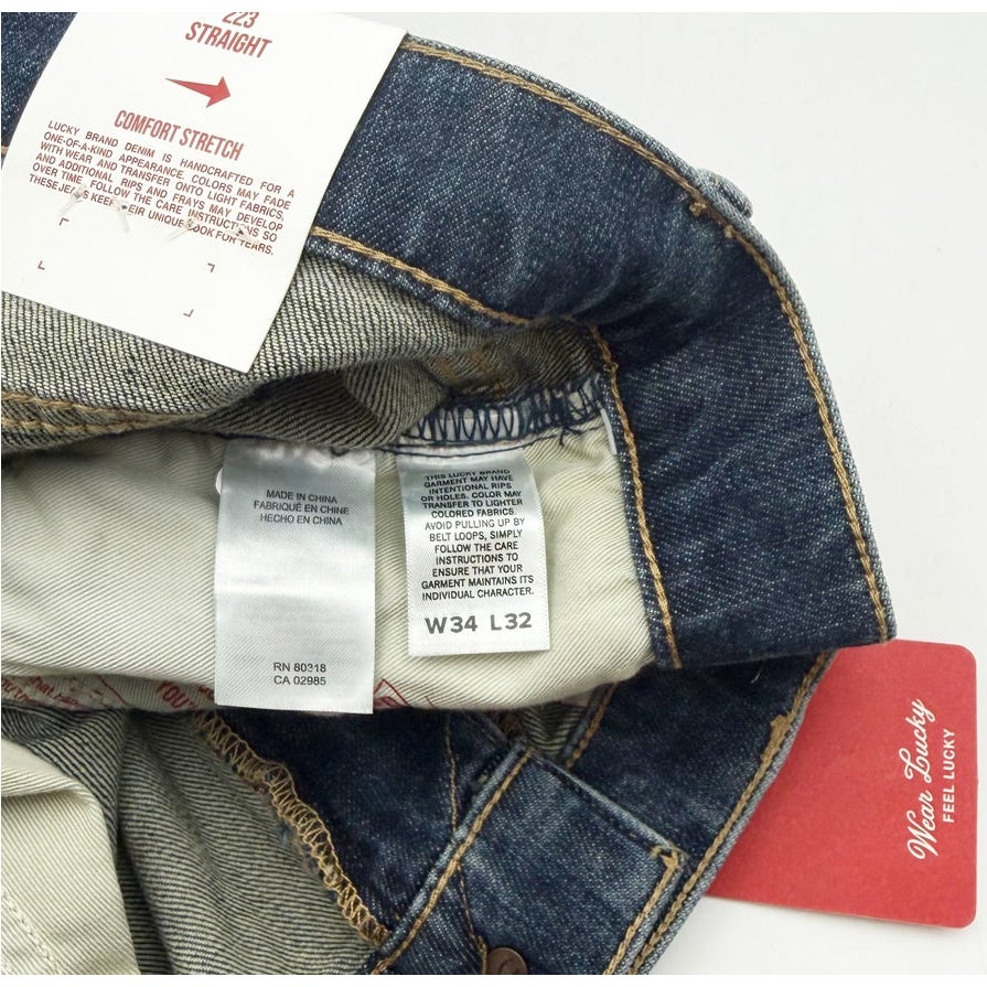LUCKY BRAND Men's 223 Straight Jeans 34x32 Lynwood Blue Advanced Stretch NWT