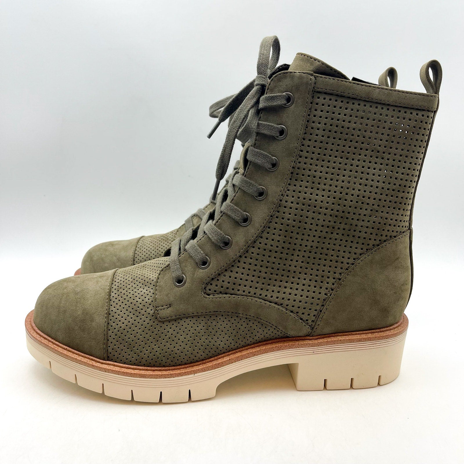 MIA Womens Havenn Kashton Lace Up Combat Boots Size 6.5 Green Vegan Suede NWOB