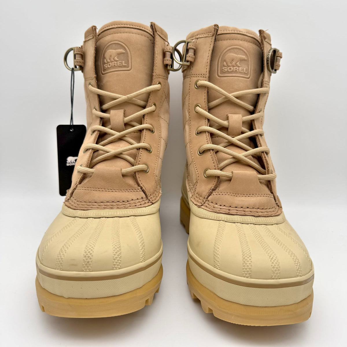Sorel Womens Caribou Royal Winter Boots US 8.5 Tan Beige Canvas Waterproof NIB