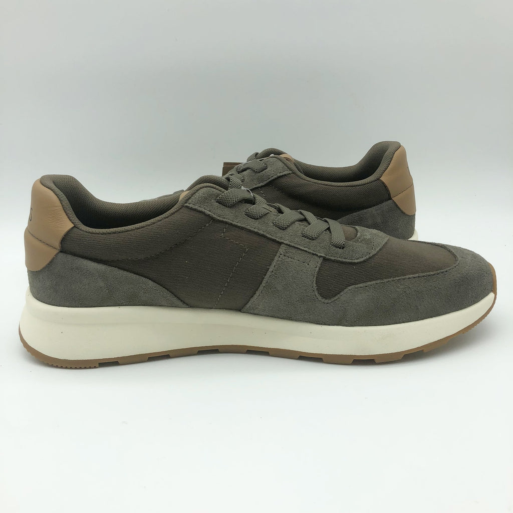 Toms Mens TRVL LITE Retro Runner Casual Sneakers Size 14 Olive Green Suede NIB