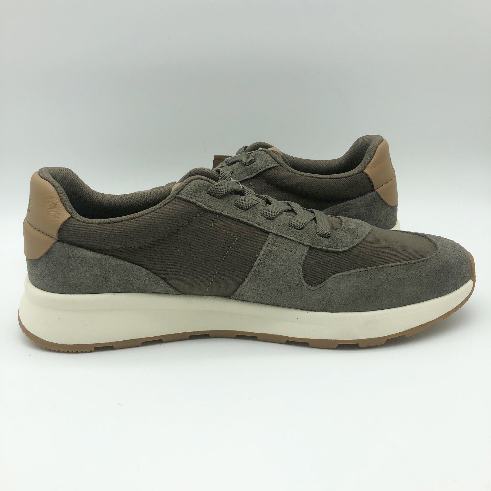 Toms Mens TRVL LITE Retro Runner Casual Sneakers Size 14 Olive Green Suede NIB