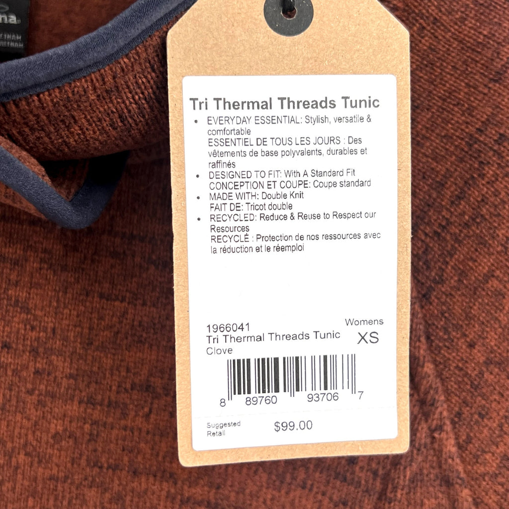 PRANA Women's Tri Thermal Threads Tunic Top XS Red Clove Polartec Fleece NWT