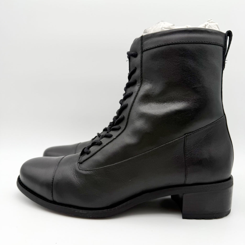David Tate Womens Explorer Boot US 9 M EU 40 Black Leather Lace Up NIB