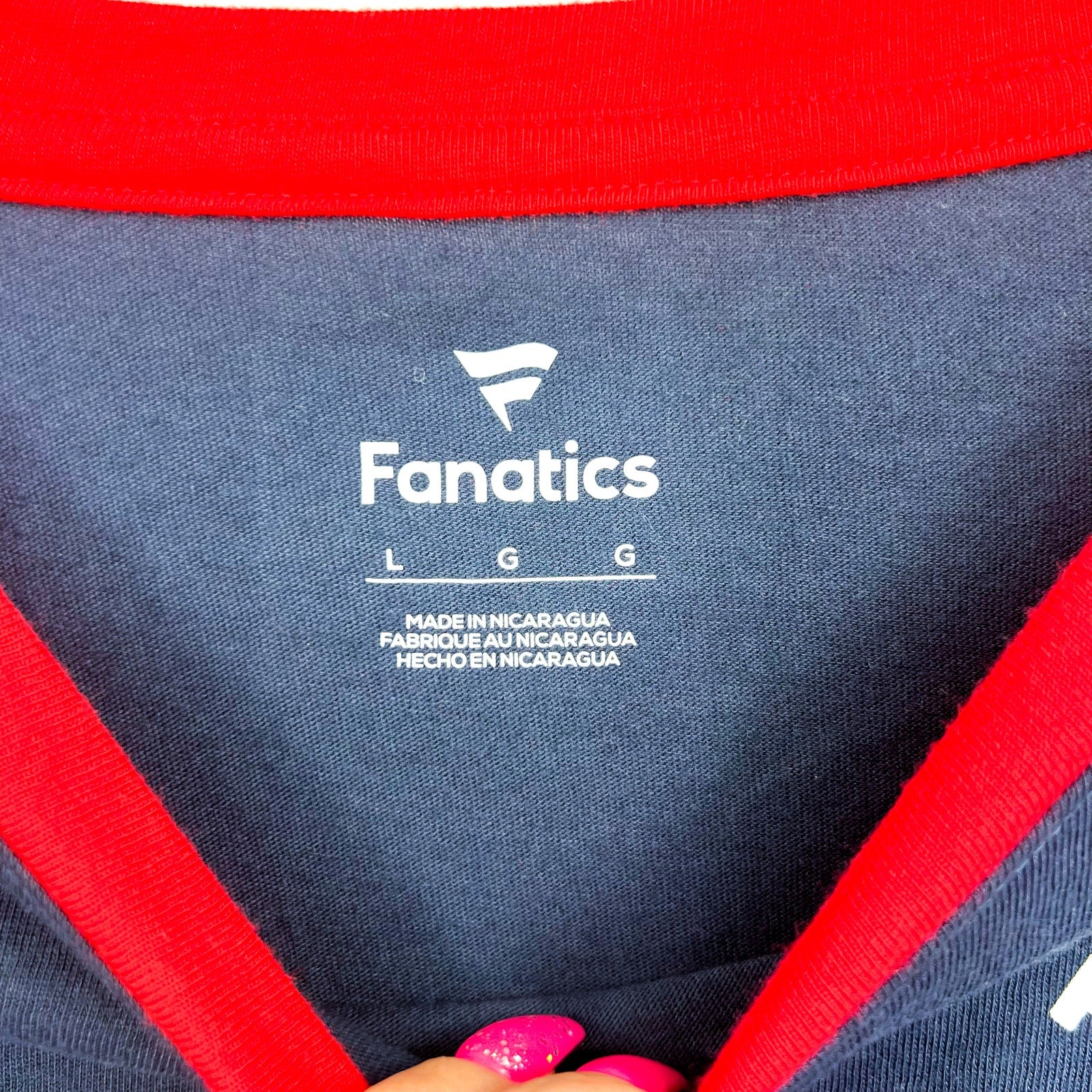 FANATICS Womens Team USA Circle Badge Cropped T-Shirt LARGE Navy Blue Red NWT