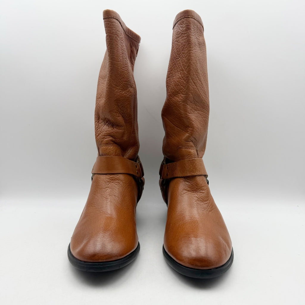 FRYE Girls Phillip Harness Tall Boots Size 3.5 Brown Leather NWOB