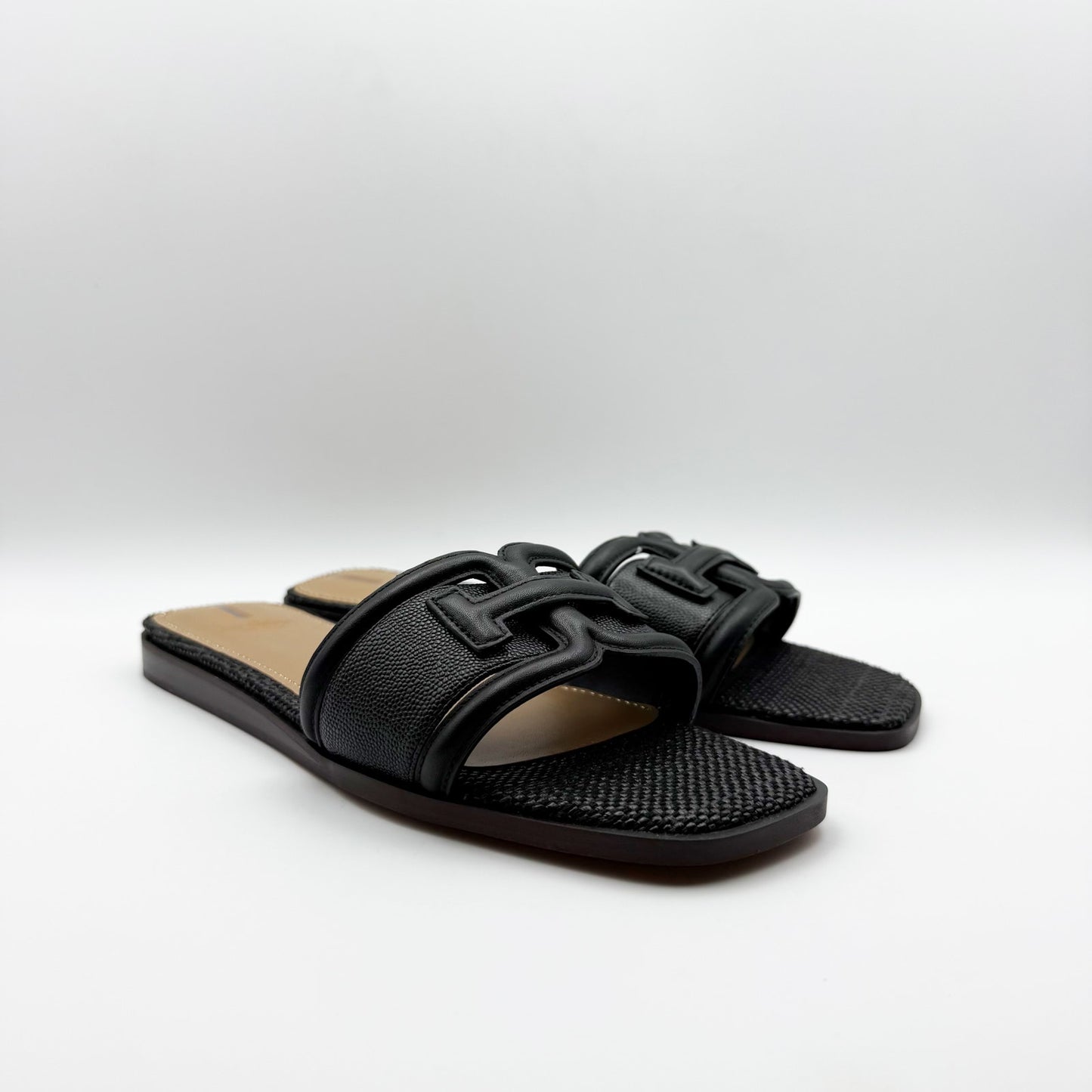 Sam Edelman Womens Irina Sandals US 9 EU 40 Black Leather Slip on Slide NIB