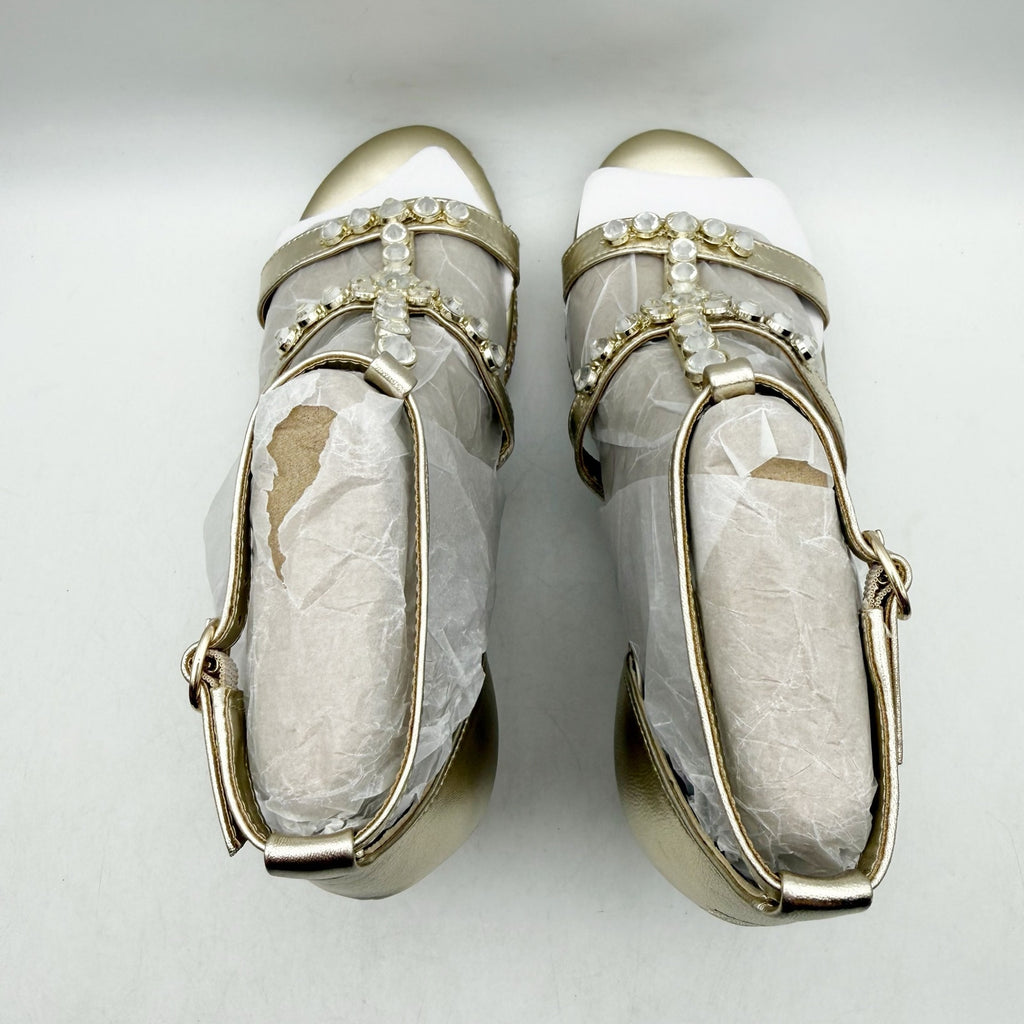 Naturalizer Womens Serena Strappy Wedge Sandals Size 8.5 Champagne Metallic NWOB