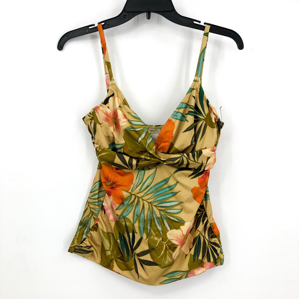 LAUREN RALPH LAUREN Tankini Top & Bottom Set Size 10 Gold Tropical-Print NWOT