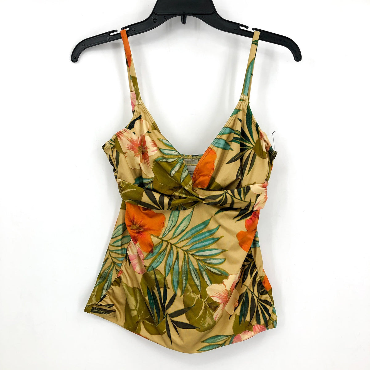 LAUREN RALPH LAUREN Tankini Top & Bottom Set Size 10 Gold Tropical-Print NWOT