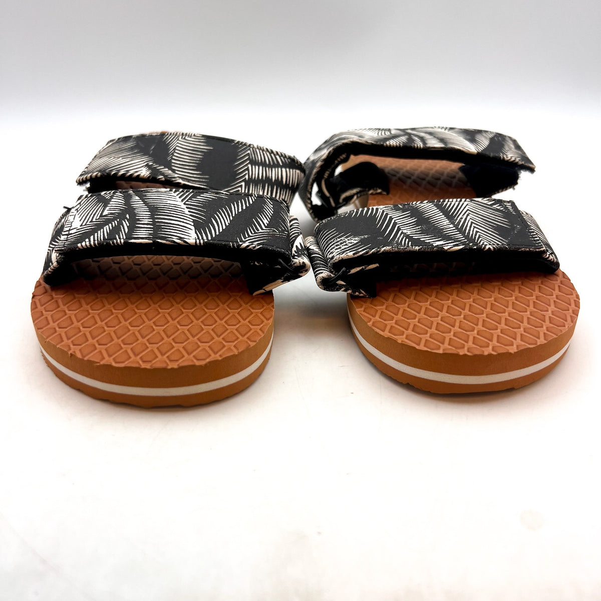 VOLCOM Women's Eco Recliner Slide Sandals Size 7 Black White Print NWOB
