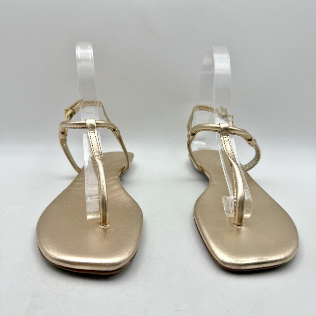 Schutz Womens Elsha Flat Sandals US 5 M Gold Leather NWOB