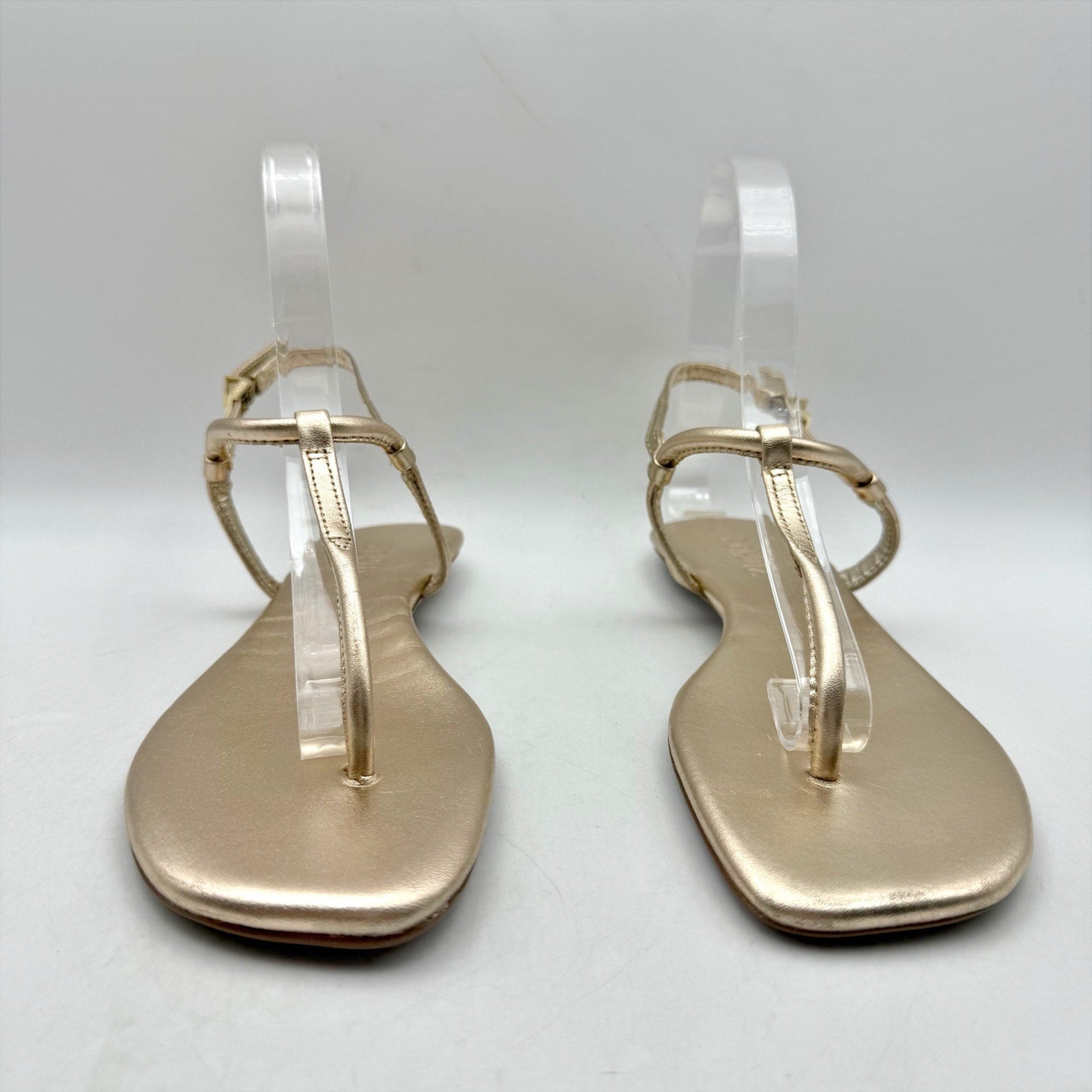 Schutz Womens Elsha Flat Sandals US 5 M Gold Leather NWOB