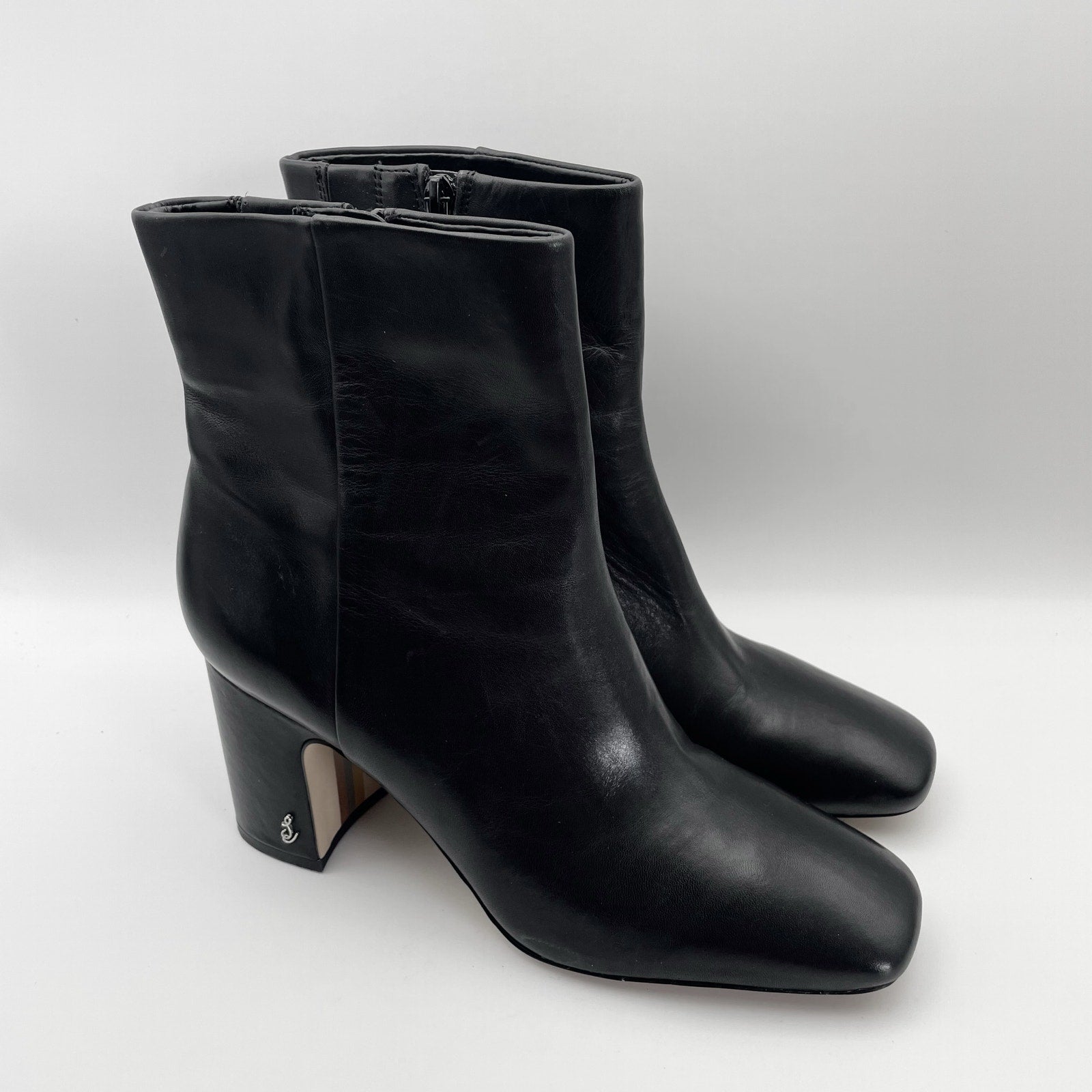 Sam Edelman Womens Fawn Heel Boot US 9.5 M Black Leather NWOB