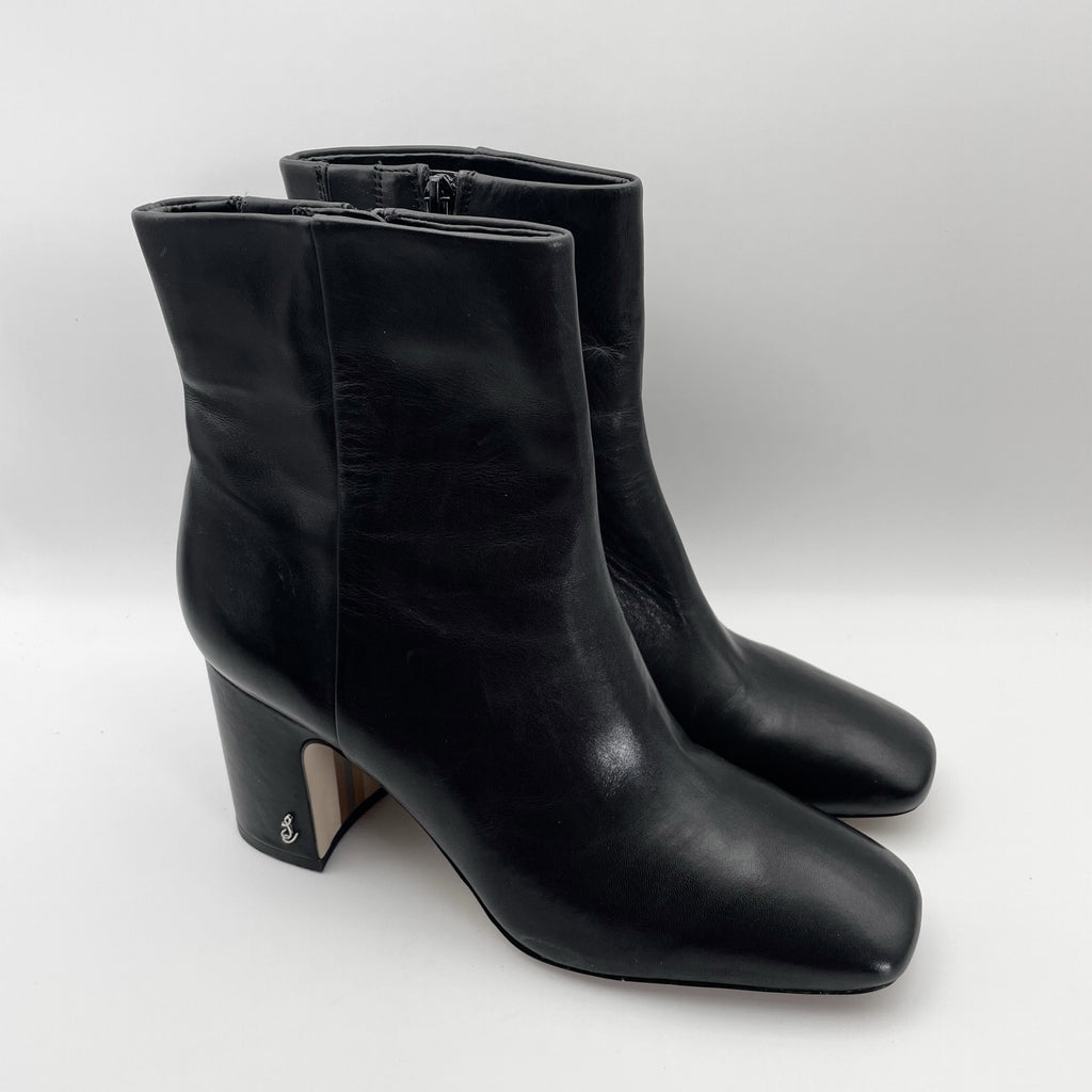 Sam Edelman Womens Fawn Heel Boot US 9.5 M Black Leather NWOB