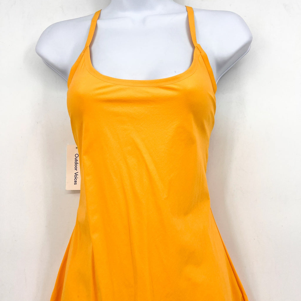 OUTDOOR VOICES Women's The Exercise Dress 3XL Mango Yellow Built In Shorts NWT