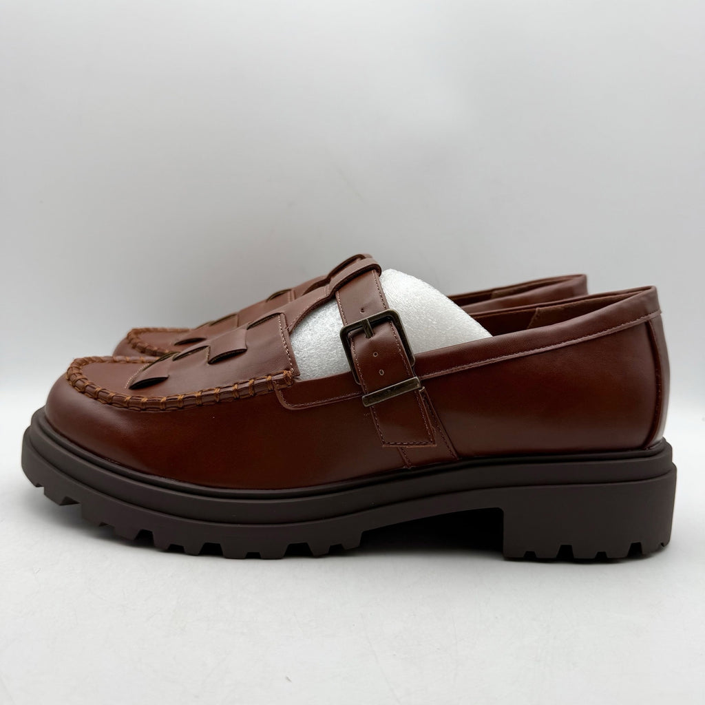 Bella Vita Womens Makell Lug Loafers US 11 WW Dark Tan Mary Jane NIB