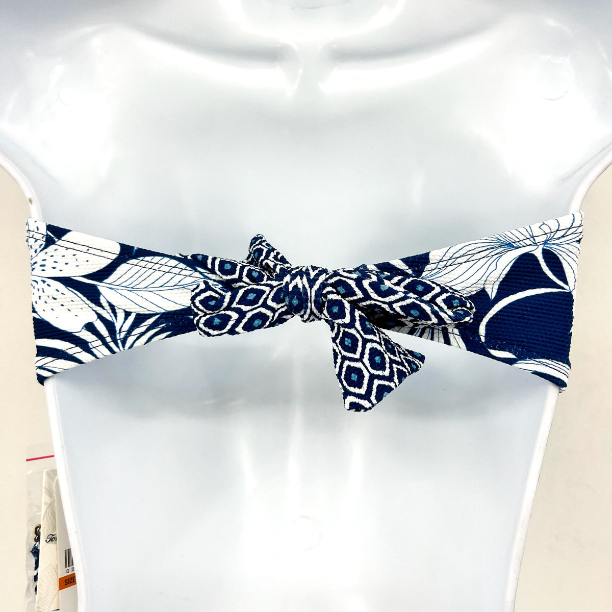 TOMMY BAHAMA Island Cays Blooms Bandeau Bikini Top Small Indigo Tide NWT
