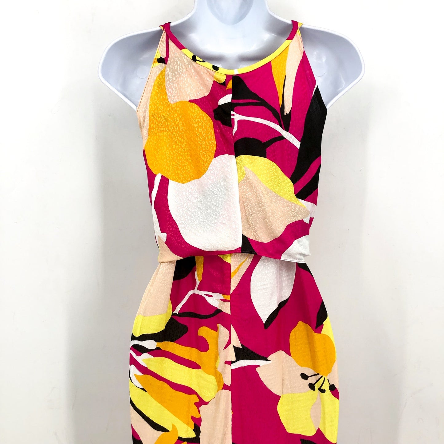 TED BAKER Molliah Halterneck Jumpsuit Size 5 US 12 Bright Pink Wrap Bodice