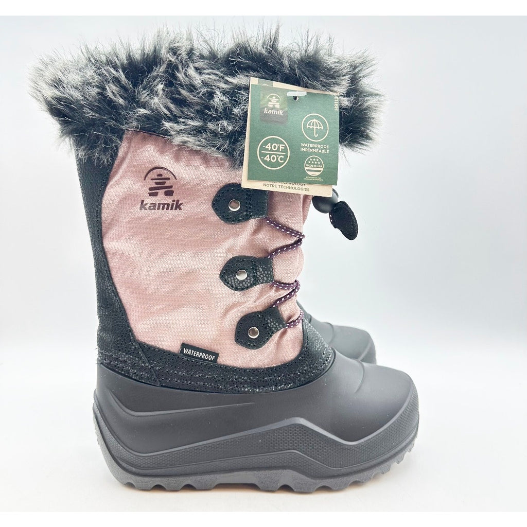 Kamik Kids Girls Powdery 3 Snow Boots Size 13 Light Pink Black Waterproof NWOB