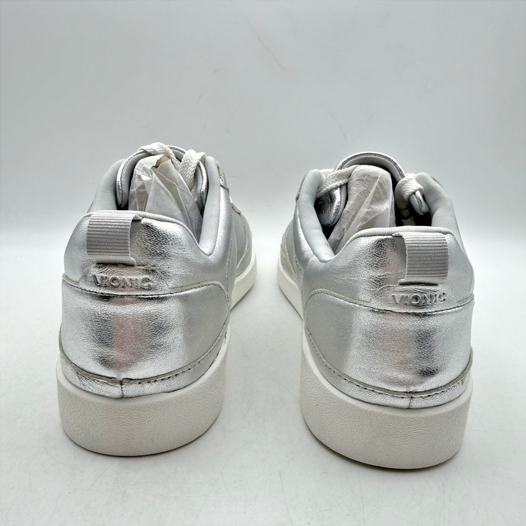 Vionic Womens Elise Casual Sneakers US 8.5 EU 39 Silver Leather NIB