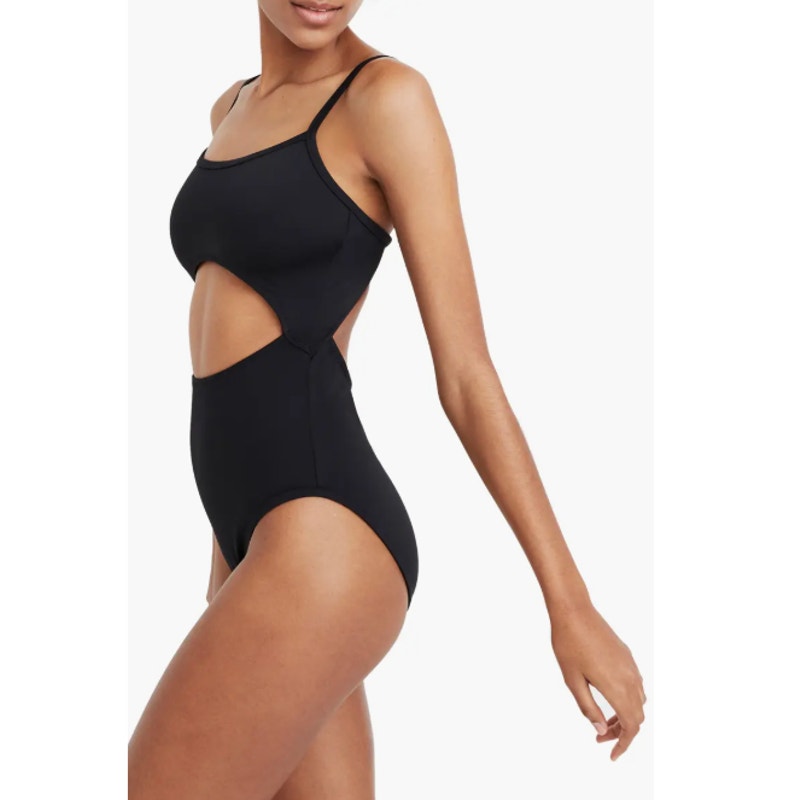 MADEWELL Second Wave Cutout One-Piece Swimsuit XS Black Scoop Neck MD329 NWT