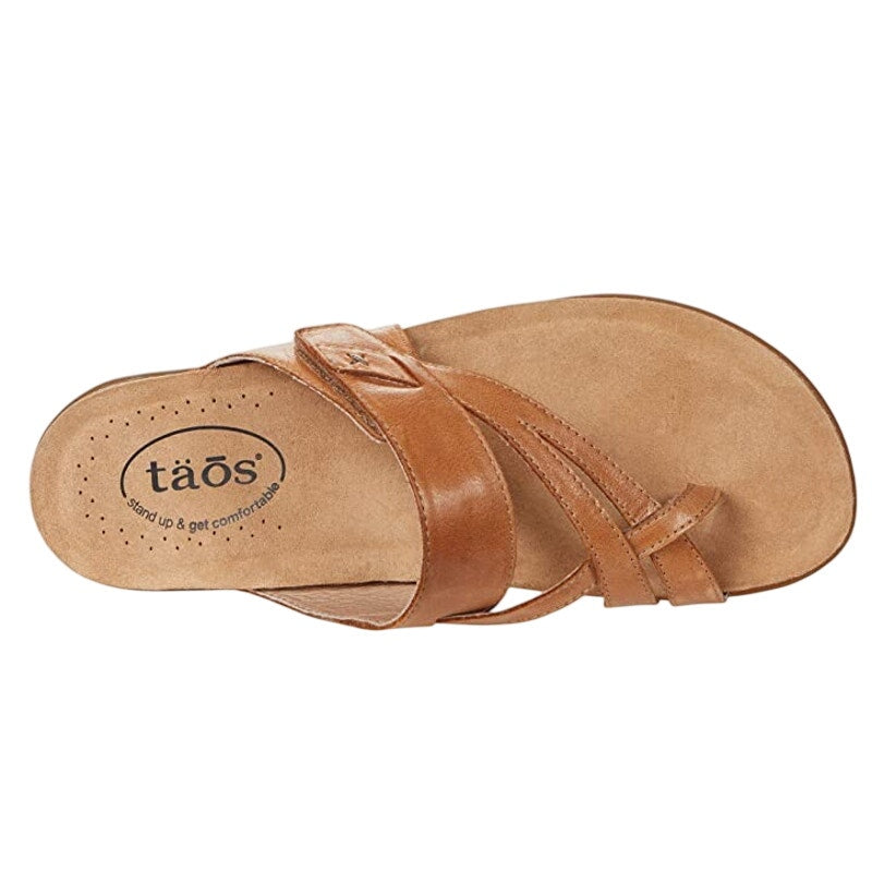 Taos Womens Perfect Toe Loop Sandals Size 10 M Tan Leather NIB