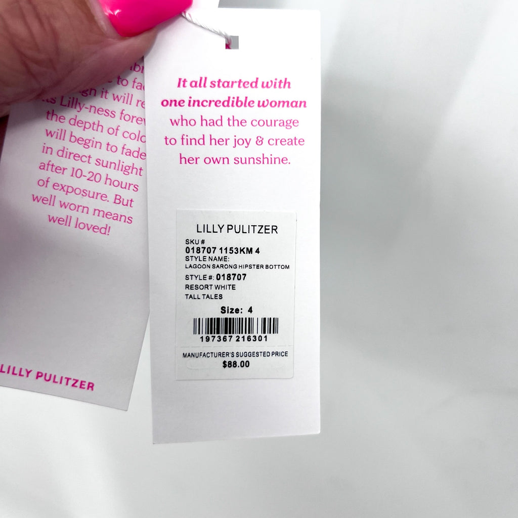 LILLY PULITZER Lagoon Hipster Biknini Bottom US 4 Resort White Tall Tales NWT