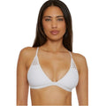 BECCA Women's Castaway Halter Bikini Top Small White Fishnet NWOT