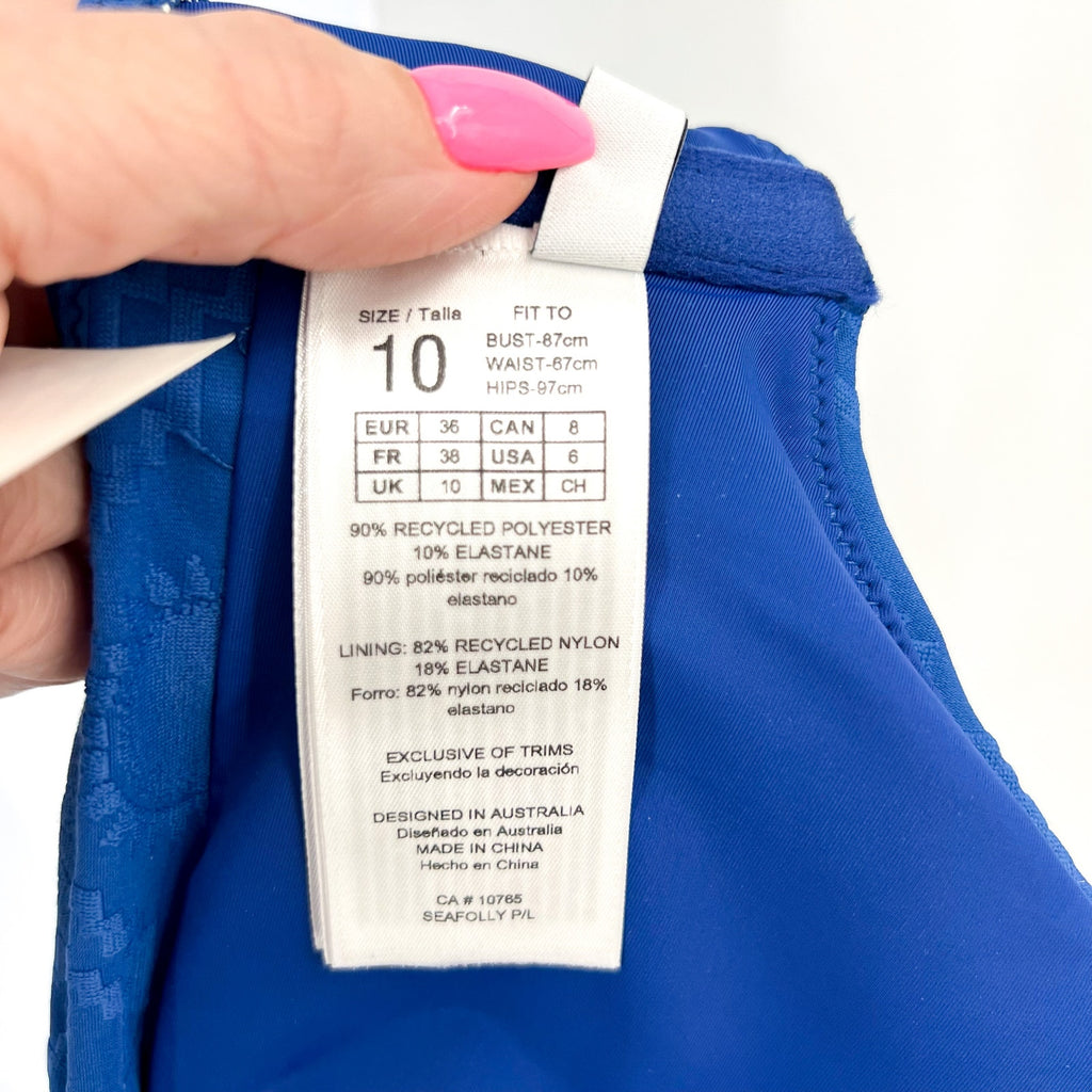 SEAFOLLY Women's Oasis Twist Bralette Bikini Top Size 6 Blue Ultramarine NWOT