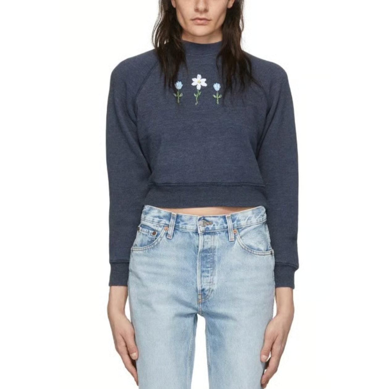 RE/DONE Shrunken Crewneck Sweater Blue XS