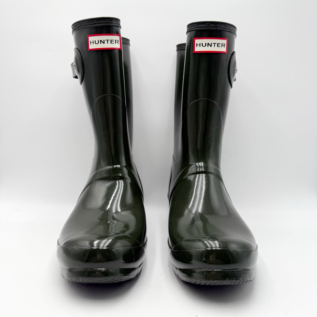 Hunter Womens Original Short Gloss Rain Mid Boot Size 10 Green Waterproof NWOB
