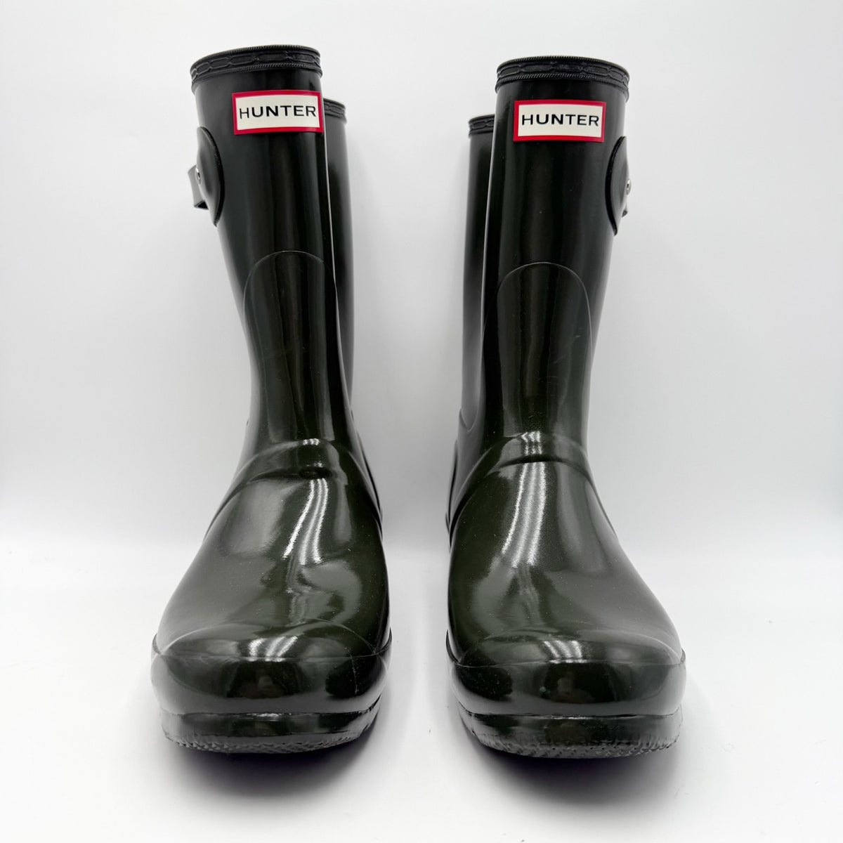 Hunter Womens Original Short Gloss Rain Mid Boot Size 10 Green Waterproof NWOB