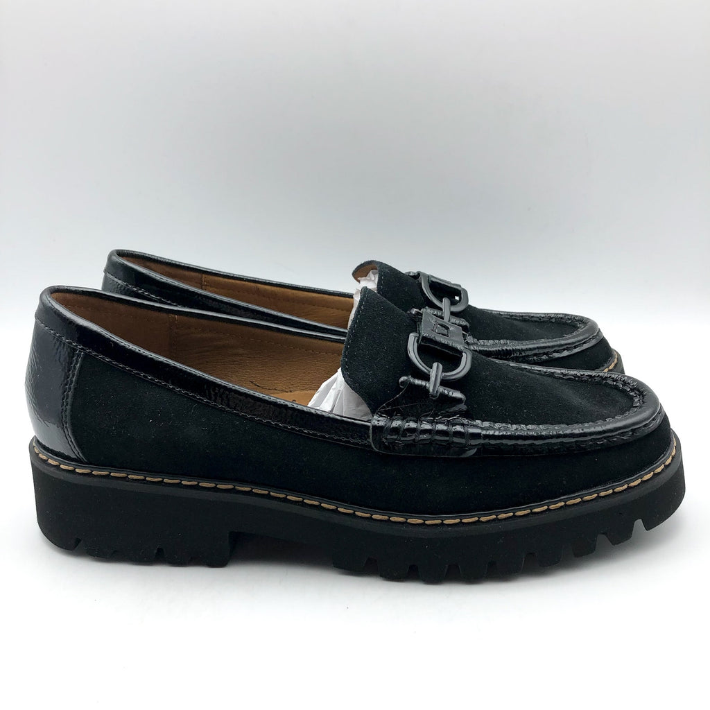 DONALD PLINER Women's Helio Loafers Size 7.5 Black Calf Suede NIB
