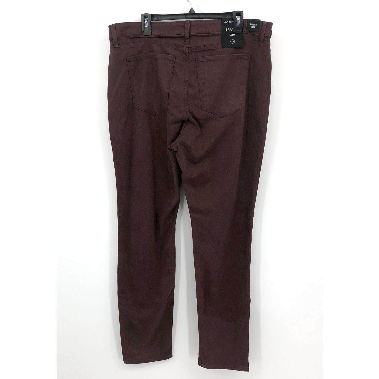 MONFRERE Men's Brando Slim Fit Jeans 40x31 Brown Cafe Straight Parisian Luxe NWT