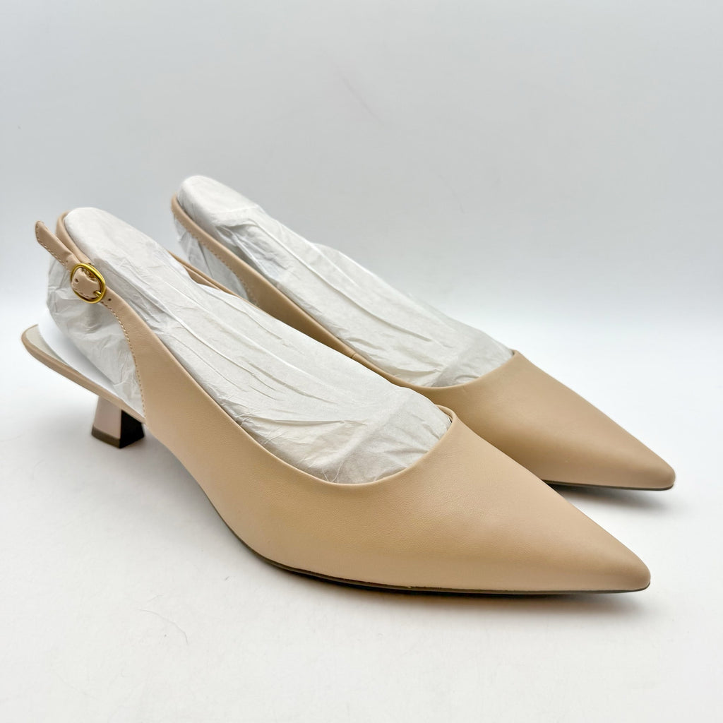 Franco Sarto Womens Jaden Slingback Pumps US 9.5 Wide EU 40.5 Nude Beige NIB