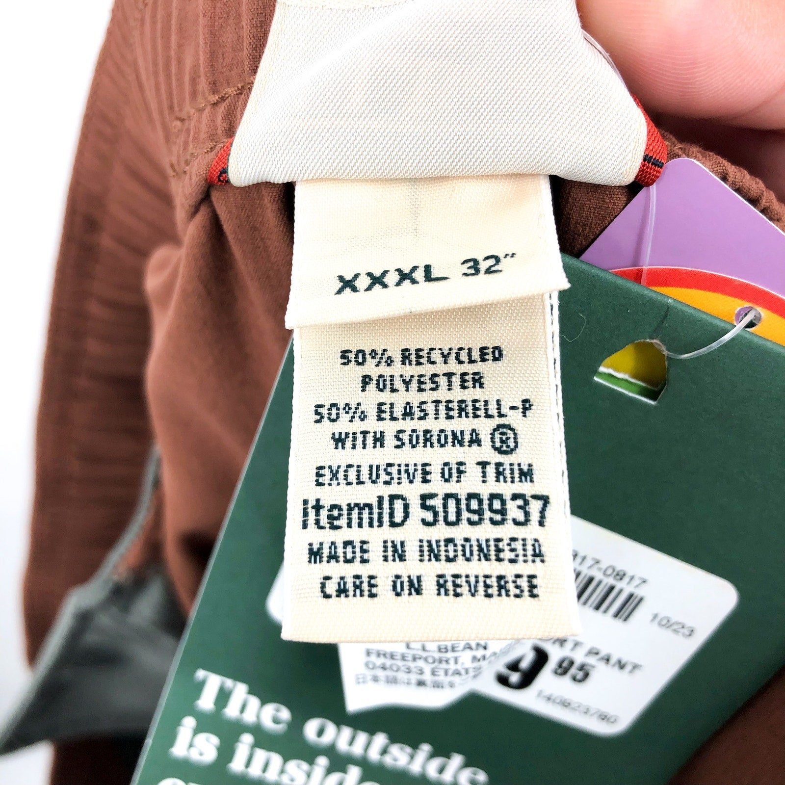 L.L. BEAN Mens Multisport Pants 3XL 32" Inseam Brown Drawstring Stretch NWT