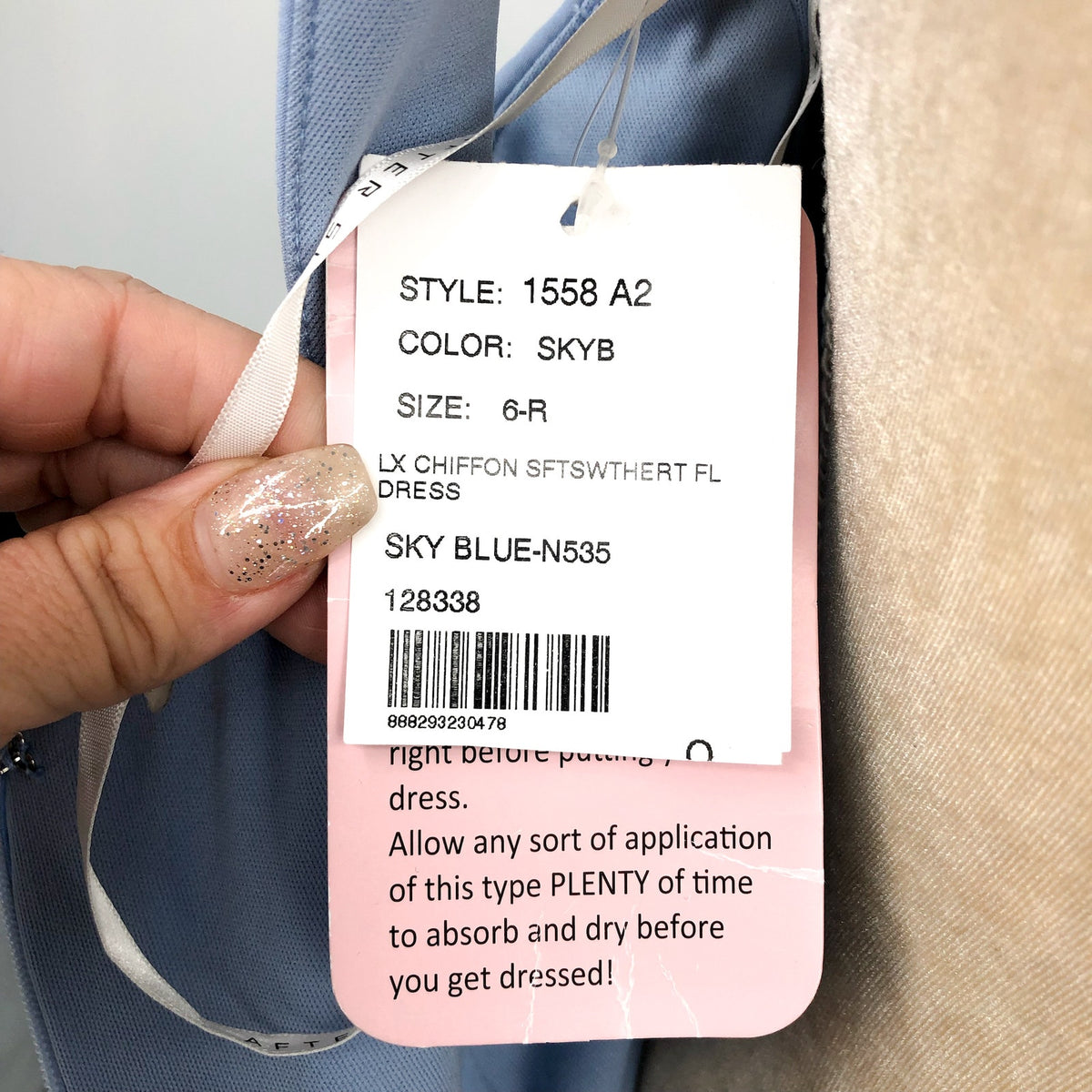AFTER SIX Lux Chiffon Sweetheart Maxi Dress Size 6R Sky Blue Wide Strap NWT