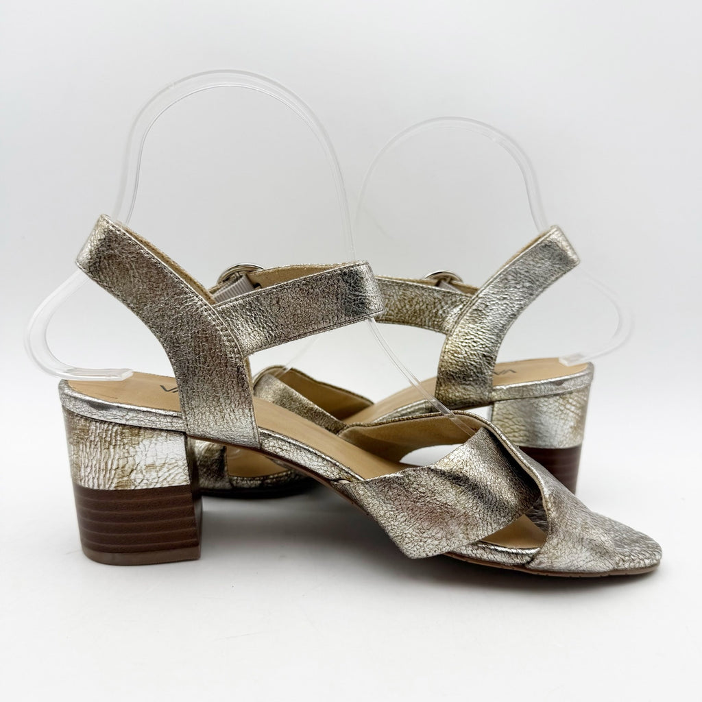 Vaneli Womens Moral Heeled Sandals US 7 M Metallic Gold Leather NWOB