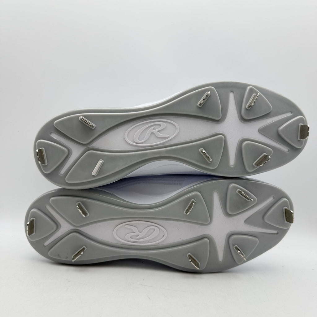 Rawlings Mens Bullpen Low Baseball Cleats US 10.5 White Gray Metal NWOB