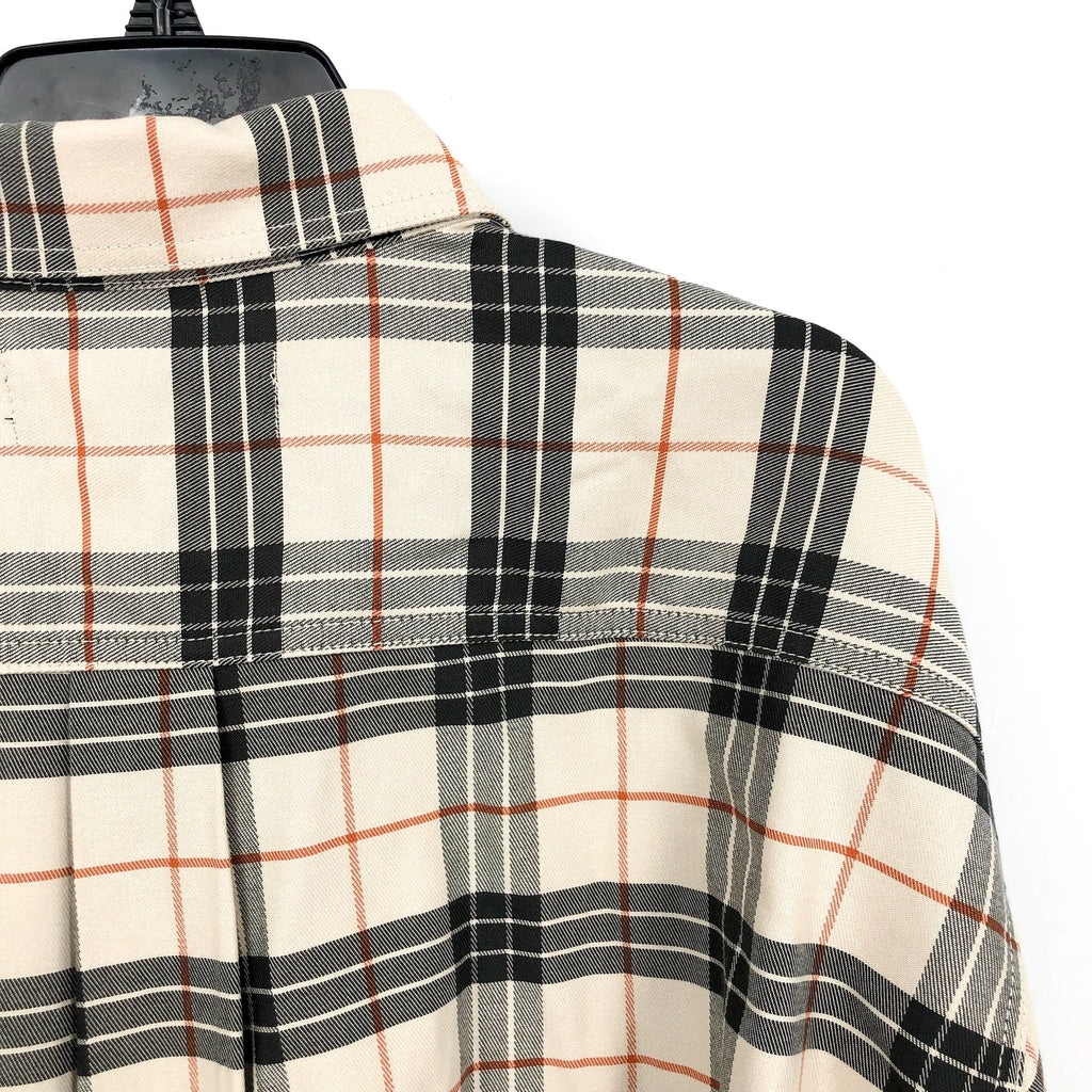 WOLVERINE Mens FR Twill Shirt Medium Cream Black Plaid Long Sleeve NWT
