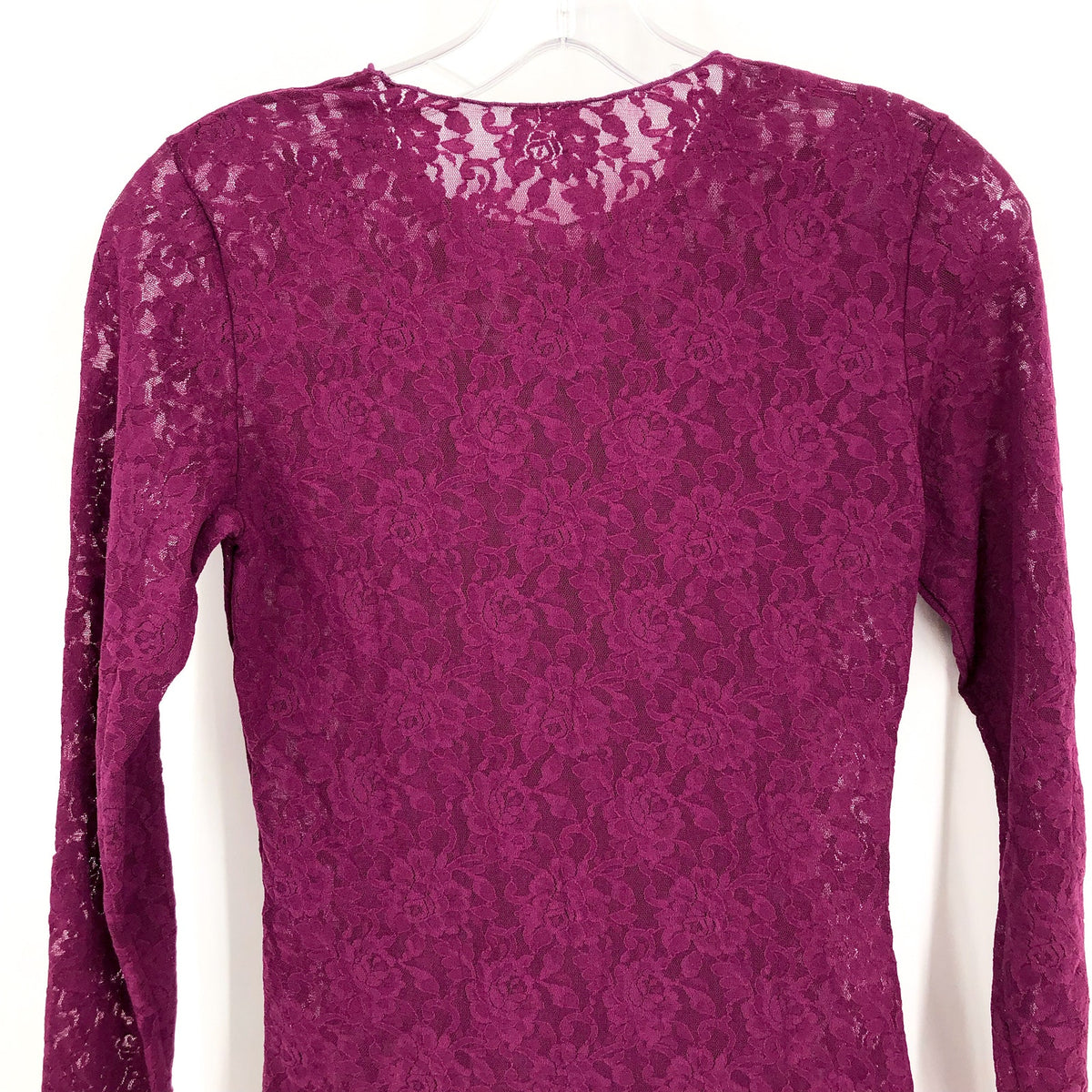 HANKY PANKY Women's Signature Lace Top Small Sugar Plum Unlined Long Sleeve NWT