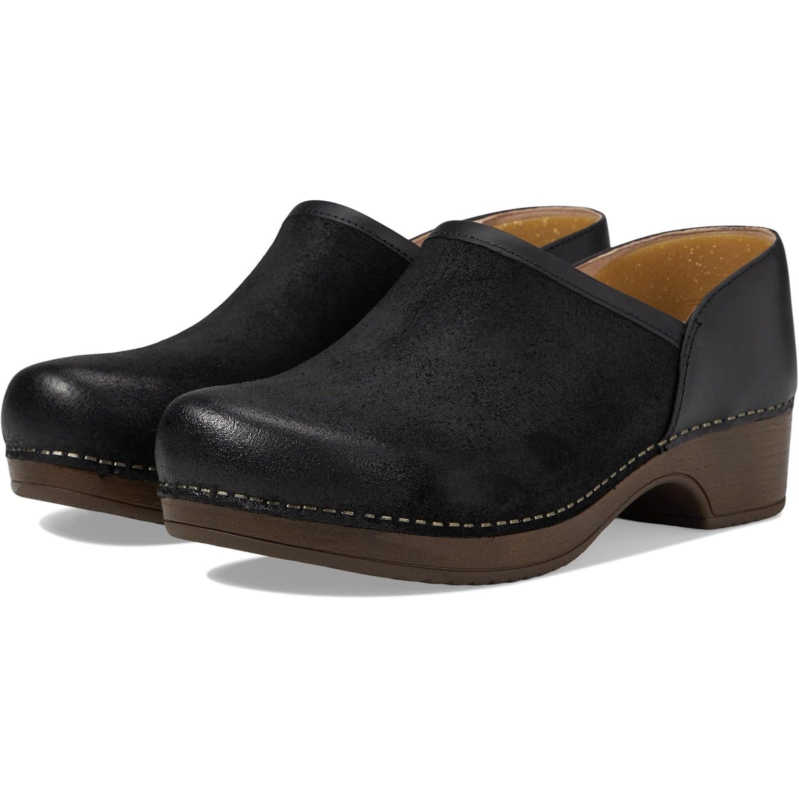 Dansko Womens Brenna Clogs EU 40 US 9.5 Black Burnished Suede Leather NIB