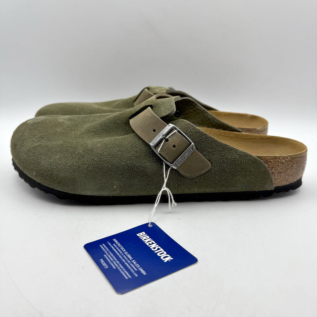 Birkenstock Mens Boston Clogs EU 45 US 12 Green Suede Slip On NWOB