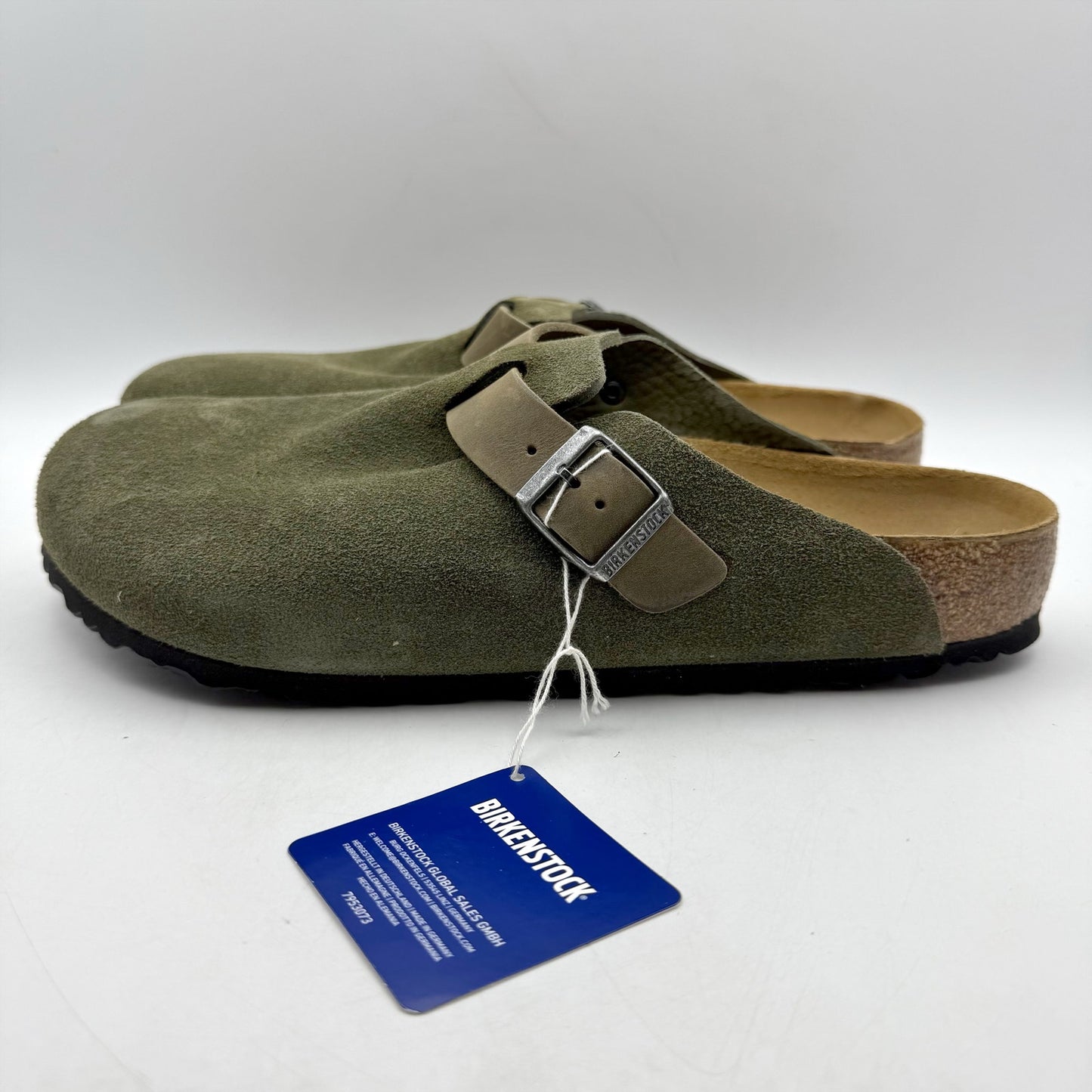 Birkenstock Mens Boston Clogs EU 45 US 12 Green Suede Slip On NWOB