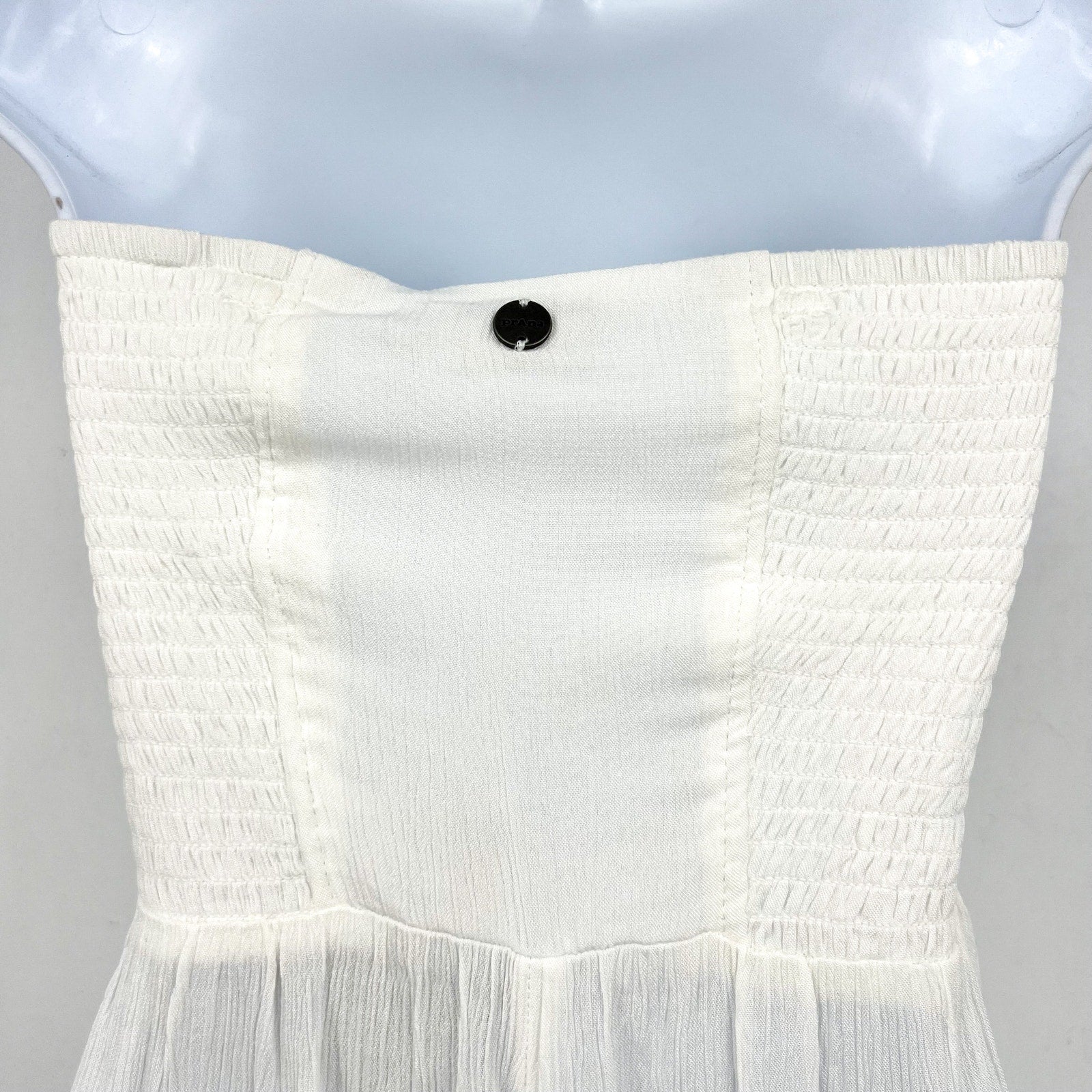 PRANA Women's Fernie Smocked Strapless Jumpsuit Small White Sleeveless NWT