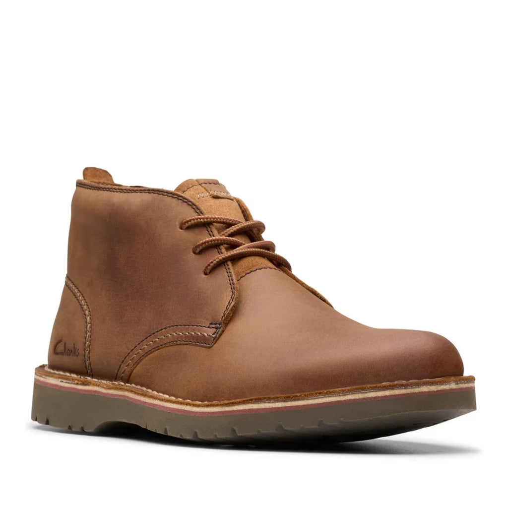 Clarks Mens Eastridge Mid Chukka Boots Size 10 WIDE EU 43 Brown Leather NWOB
