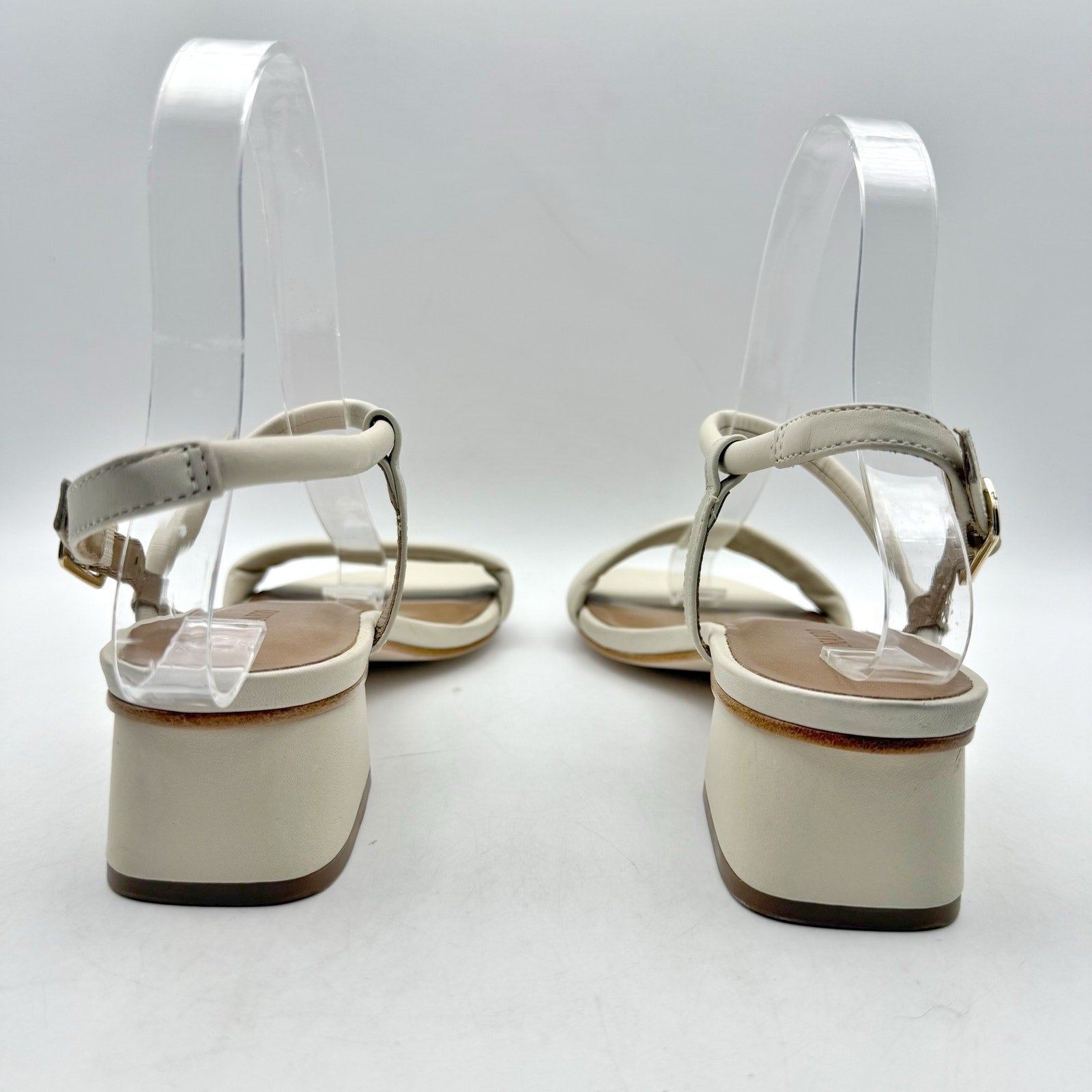 Bernardo Womens Josei Heeled Sandal US 7.5 M Off White Eggshell Leather NIB
