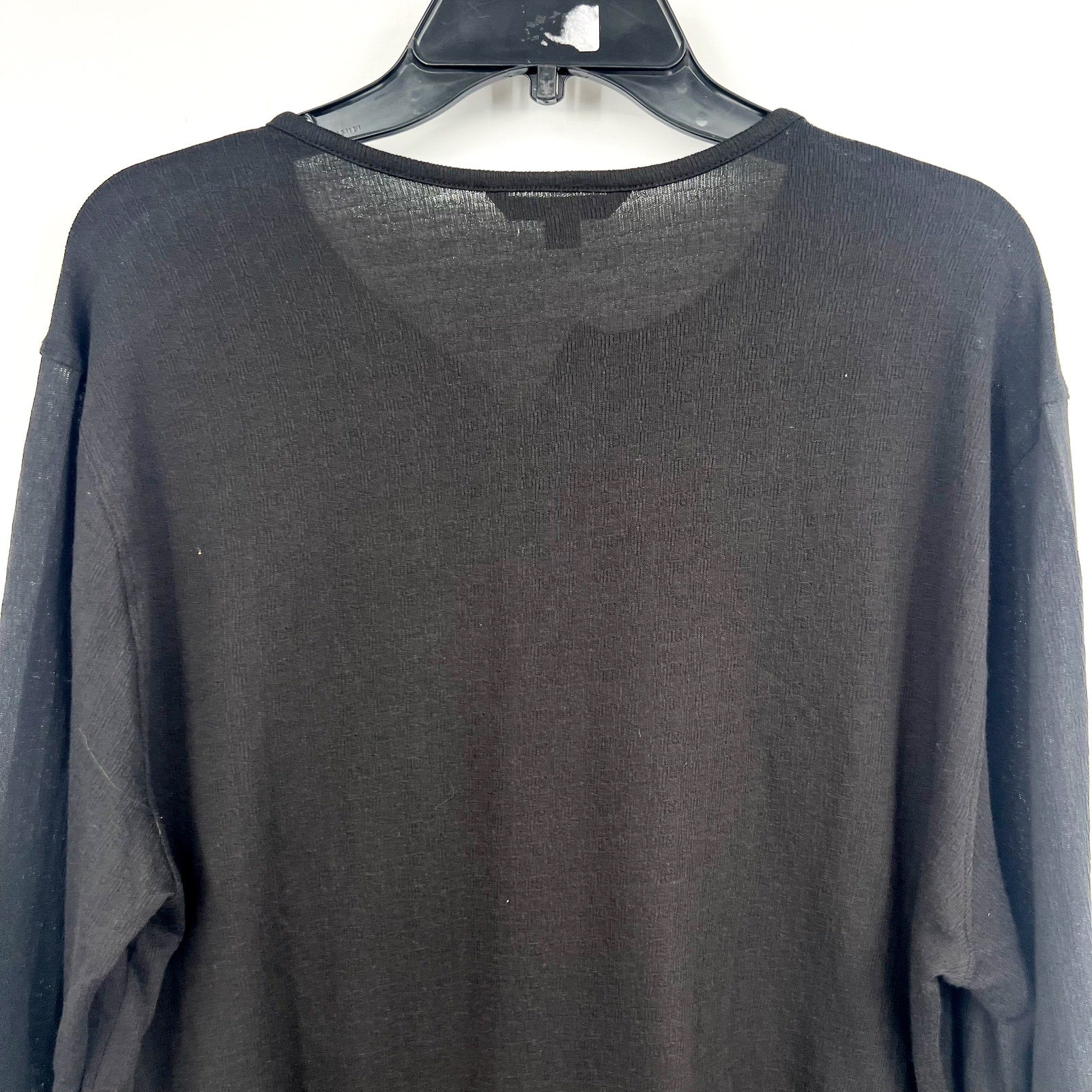 JOHN VARVATOS Men's Walden Henley Shirt Large Black Long Sleeve NWT