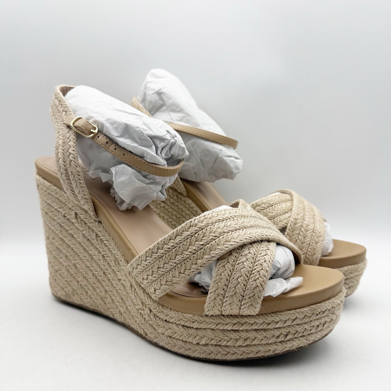 MIA Womens Alouette Wedge Sandal US 11 EU 42 Tan Natural Jute NWOB