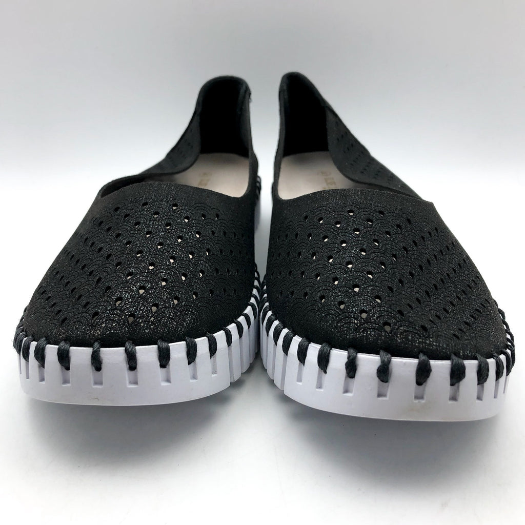 ILSE JACOBSEN Women's Tulip Ballet Flats EU 38 US 8 Black Laser-Cut NWOB